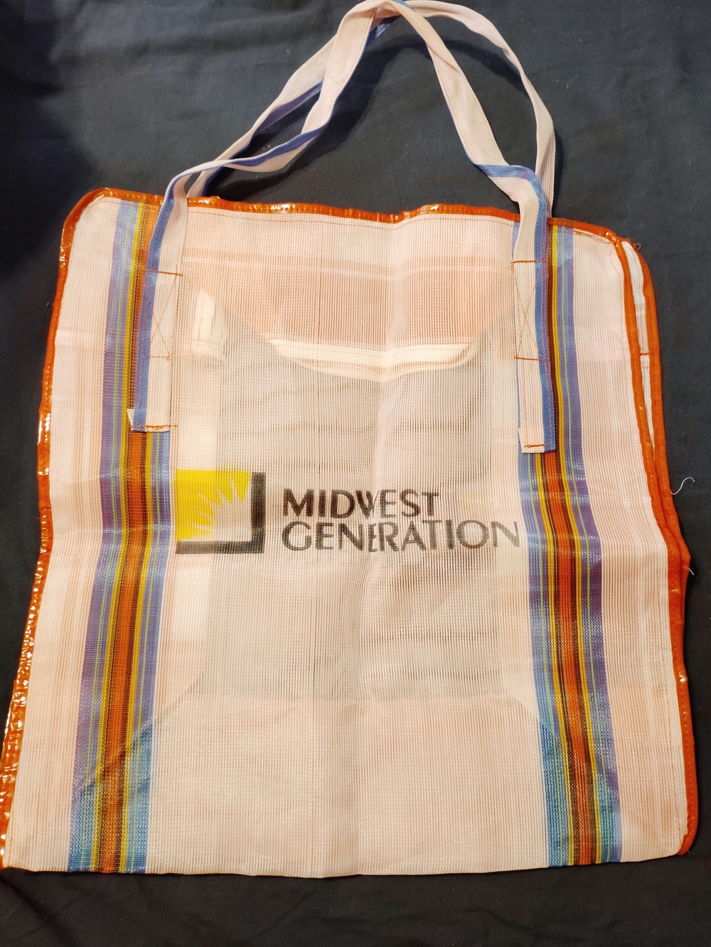 Jumbo Pink  Woven Mesh Shoulder Bag with Rainbow Stripe Trim